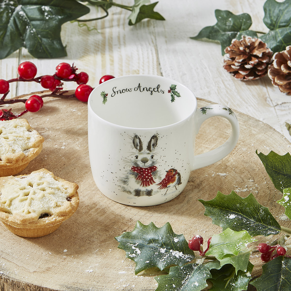 Wrendale Designs Snow Angels Mug (rabbit & robin) image number null